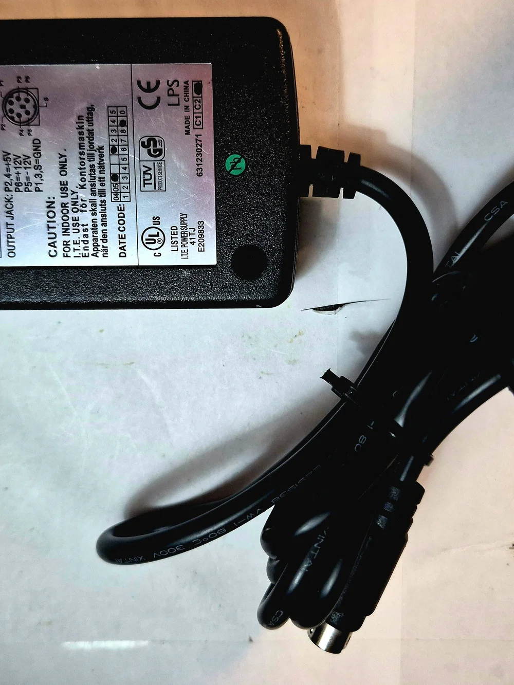 Model EA30273 AC Adapter Power Supply 5V 12V -12V 6-Pin